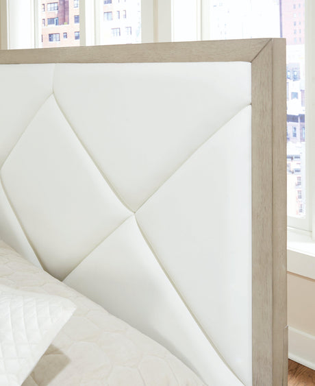 Wendora Bisque/white Upholstered Panel Bedroom Set - Ella Furniture