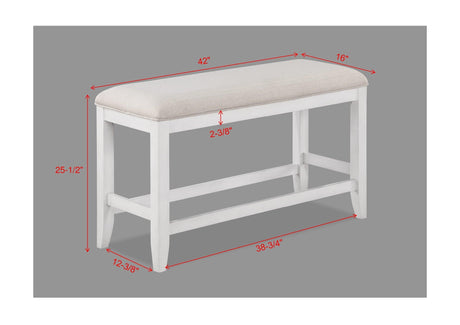 Wendy White Farmhouse Modern Wood And Veneers Rectangular Counter Height - Ella Furniture