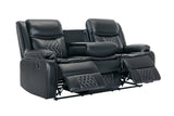Weston Black Modern Contemporary Solid Wood Faux Leather 3Pc Reclining Living Room Set - Ella Furniture