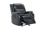 Weston Black Modern Contemporary Solid Wood Faux Leather 3Pc Reclining Living Room Set - Ella Furniture