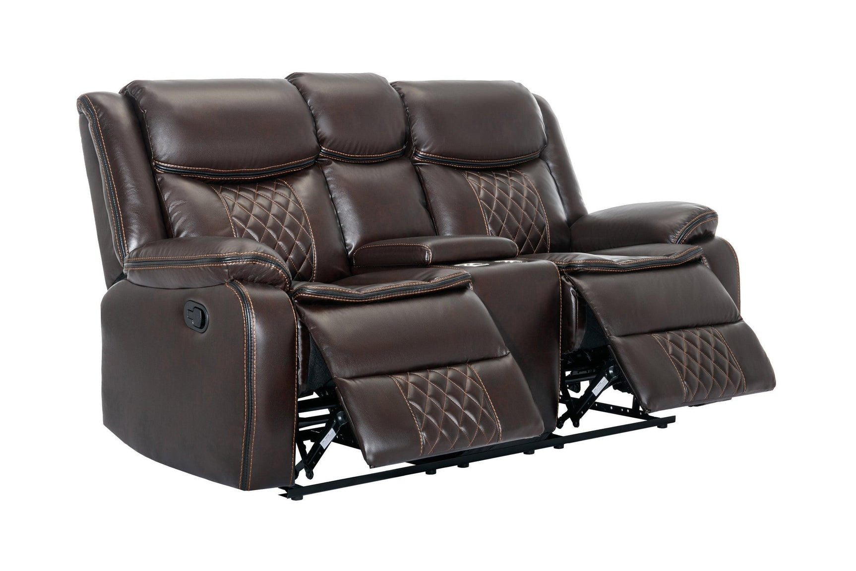 Weston Espresso Modern Contemporary Solid Wood Faux Leather 3Pc Reclining Living Room Set - Ella Furniture