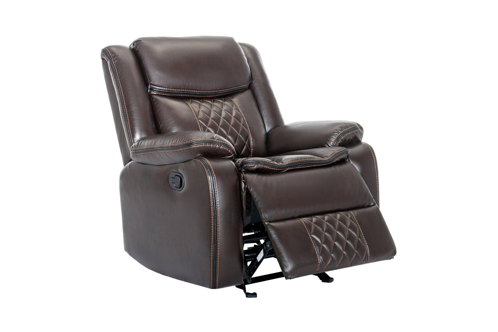 Weston Espresso Modern Contemporary Solid Wood Faux Leather 3Pc Reclining Living Room Set - Ella Furniture