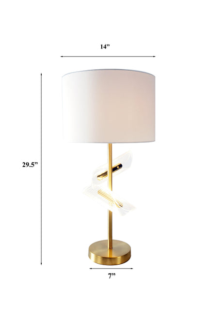 White/Gold Metal Modern Textured Ceramic Frame Table Lamp - Ella Furniture