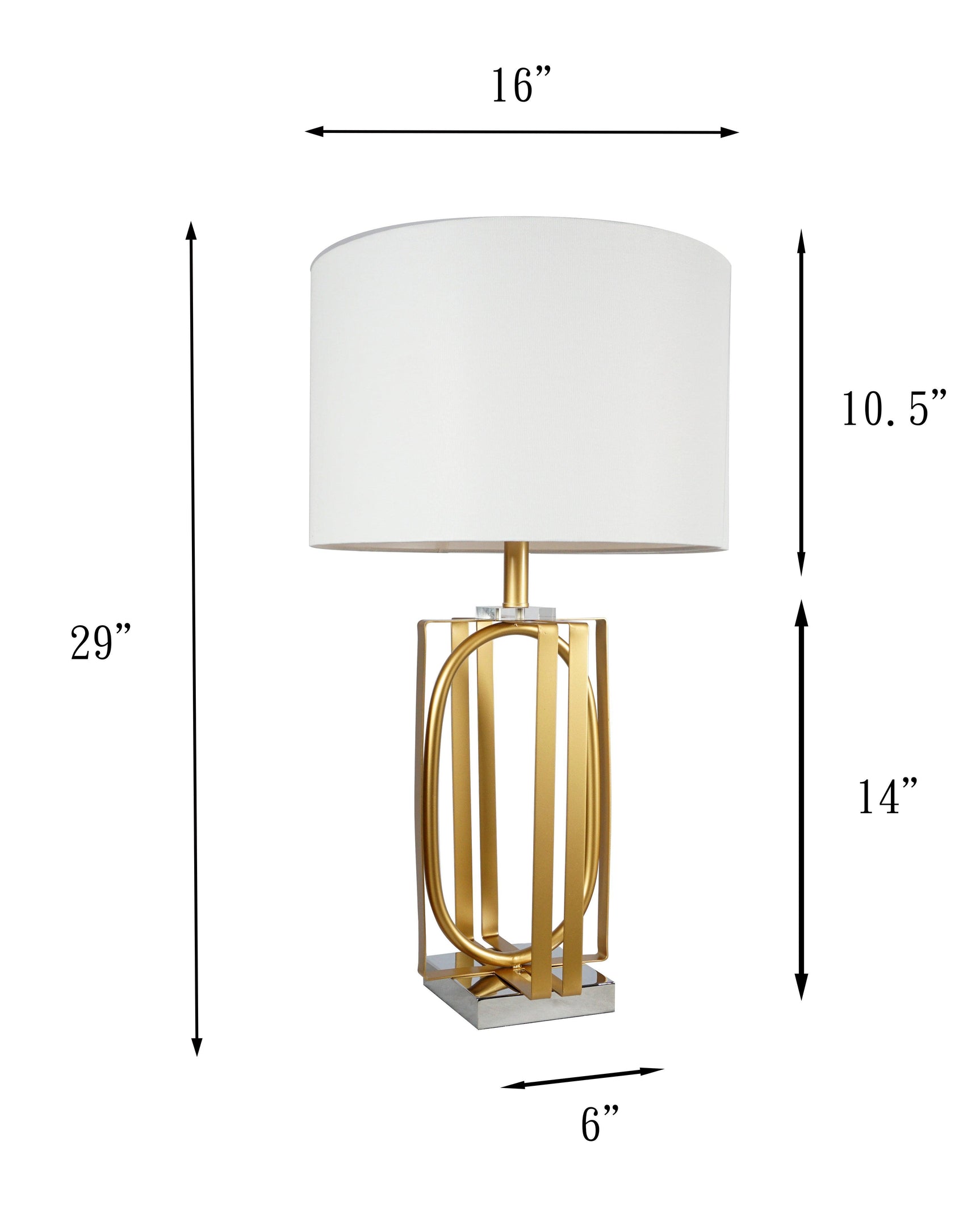 White/Gold Metal Textured Ceramic Frame Table Lamp - Ella Furniture