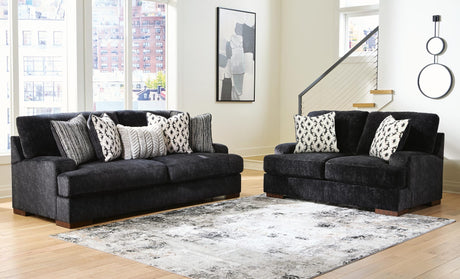 Whitmore Black Pearl Manor Sofa and Loveseat view 2