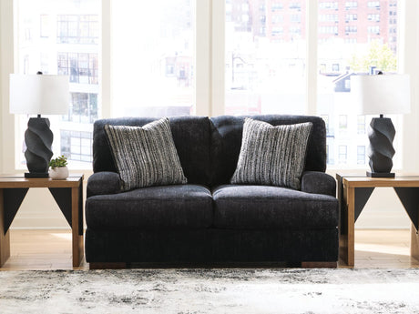 Whitmore Manor Black Pearl Chenille,Velvet Loveseat from Ella Furniture