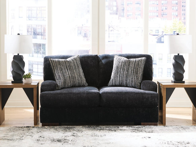 Whitmore Manor Black Pearl Chenille,Velvet Loveseat from Ella Furniture