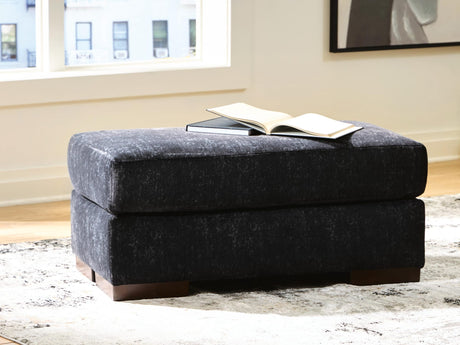 Whitmore Manor Black Pearl Chenille,Velvet Ottoman from Ella Furniture