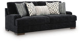 Whitmore Manor Black Pearl Chenille,Velvet Sofa angled view