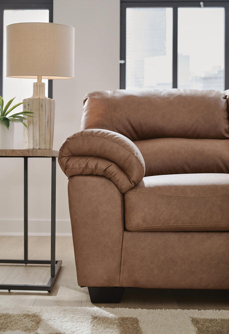 WillowBend Caramel Faux Leather 2-Piece Sectional detail view