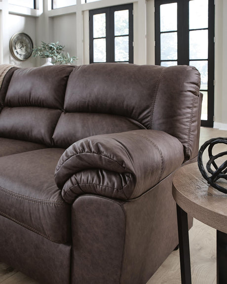 WillowBend Umber Faux Leather 2-Piece Sectional detail view