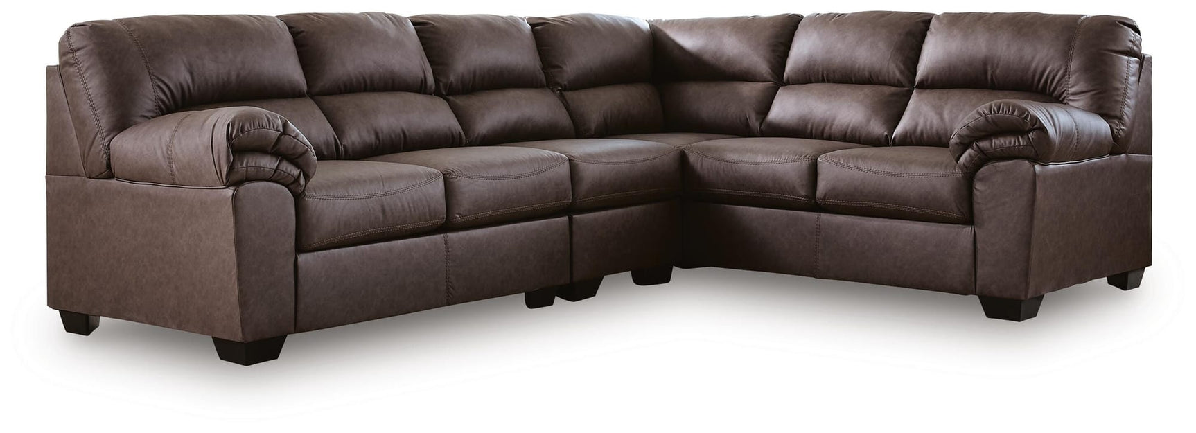 WillowBend Umber Faux Leather 3-Piece Sectional view 2