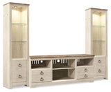 Willowton Whitewash 3-Piece Entertainment Center - Ella Furniture