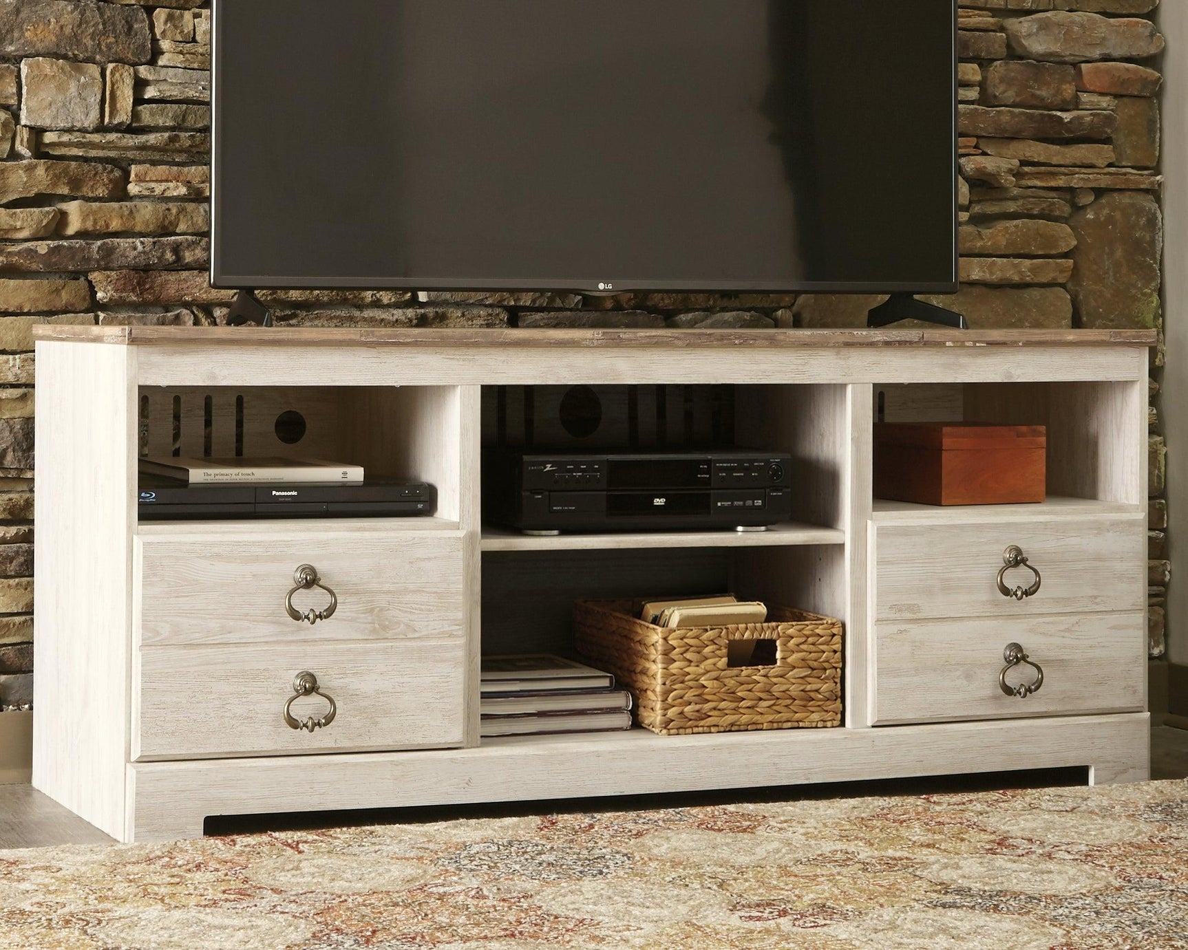 Willowton Whitewash 3-Piece Entertainment Center - Ella Furniture