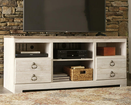 Willowton Whitewash 3-Piece Entertainment Center - Ella Furniture