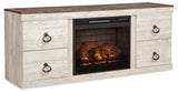 Willowton Whitewash 4-Piece Entertainment Center With Electric Fireplace EW0267W9 - Ella Furniture