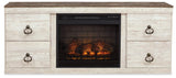 Willowton Whitewash 4-Piece Entertainment Center With Electric Fireplace EW0267W9 - Ella Furniture