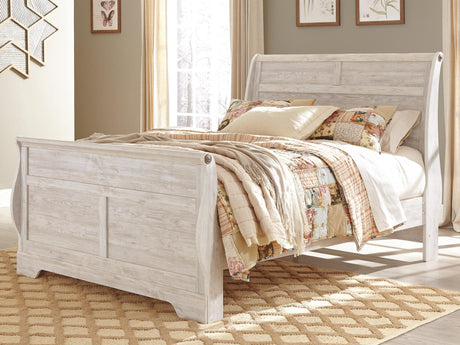 Willowton Whitewash King Sleigh Bed view 2