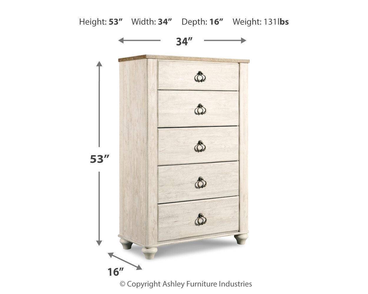 Willowton Whitewash Sleigh Bedroom Set - Ella Furniture