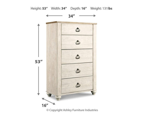 Willowton Whitewash Sleigh Bedroom Set - Ella Furniture