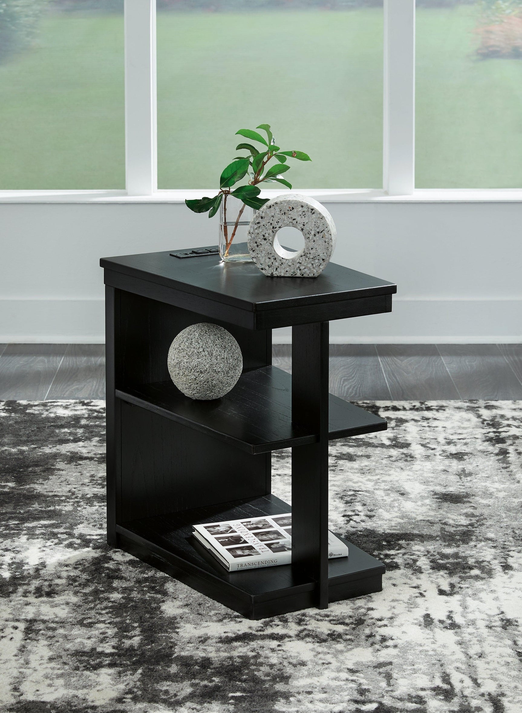 Winbardi Black Chairside End Table - Ella Furniture