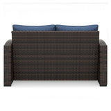 Windglow Blue/brown Outdoor Loveseat With Cushion - Ella Furniture