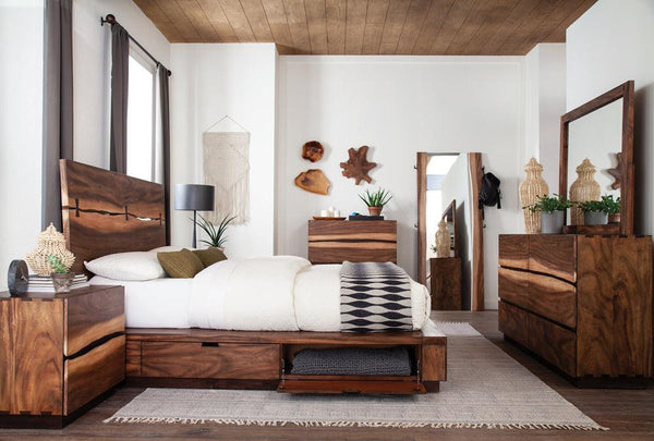 Winslow Smokey Walnut And Coffee Bean Panel Bedroom Set - Ella Furniture
