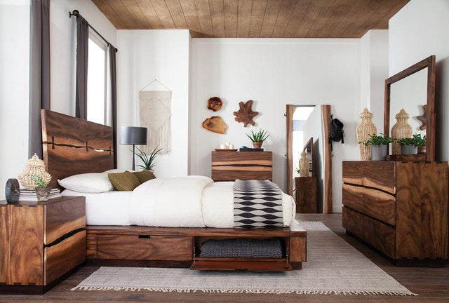 Winslow Smokey Walnut And Coffee Bean Panel Bedroom Set - Ella Furniture