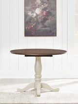 Wirloni Antique White/Brown Dining Drop Leaf Table from Ella Furniture