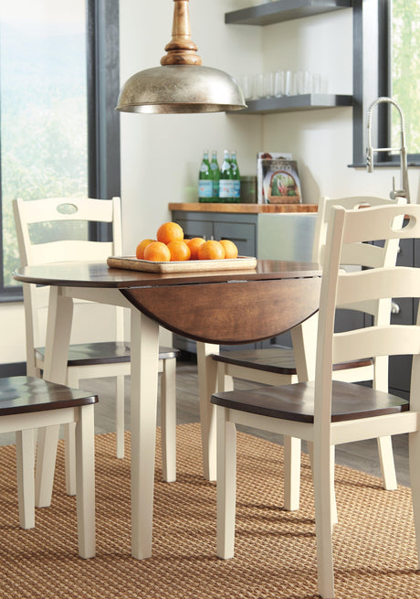 Woodanvill Cream/browne Circle Dining Room Set - Ella Furniture