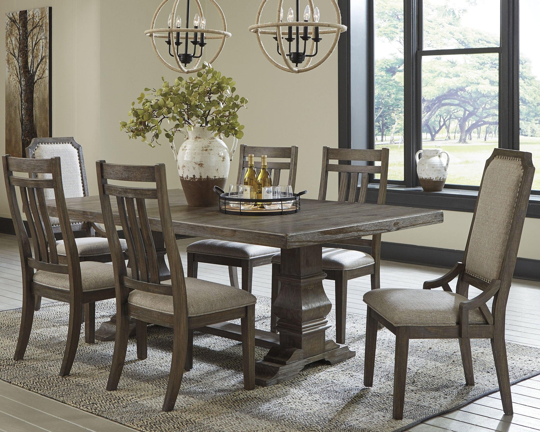 Wyndahl Rustic Brown Rectangular Dining Room Set - Ella Furniture