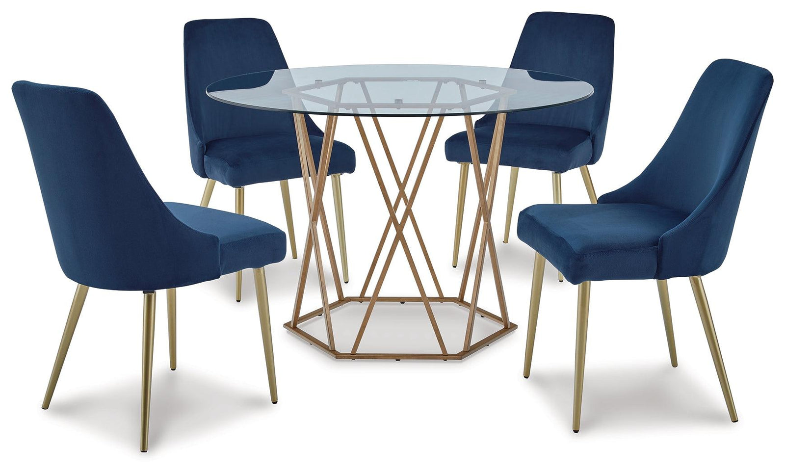 Wynora Gold Finish Circle Dining Room Set - Ella Furniture