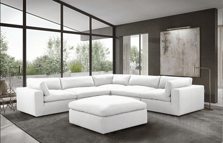 Xl Cloud White Sectional + Ottoman Set - Ella Furniture