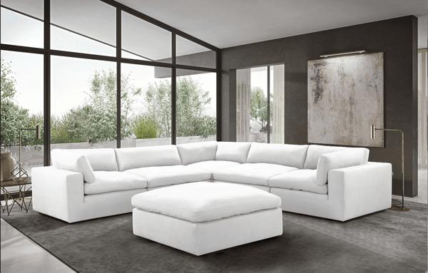 Xl Cloud White Sectional + Ottoman Set - Ella Furniture