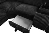Yash Black Corduroy Reclining 6-Piece Sectional Sofa view 4
