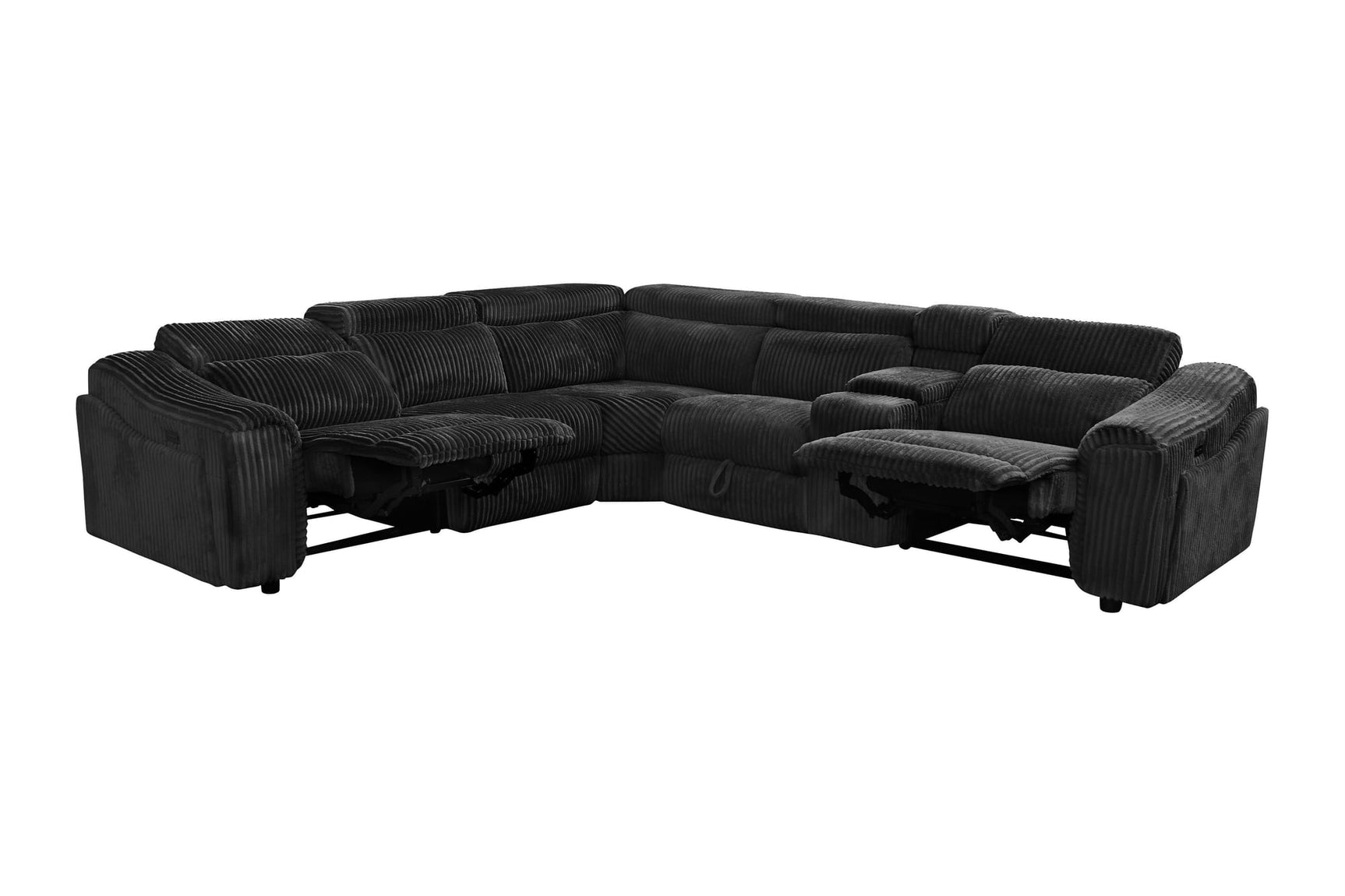 Yash Black Corduroy Reclining 6-Piece Sectional Sofa view 14