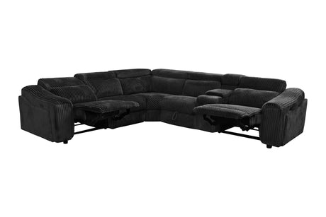 Yash Black Corduroy Reclining 6-Piece Sectional Sofa view 14