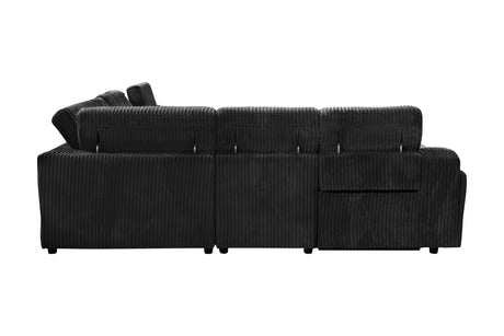 Yash Black Corduroy Reclining 6-Piece Sectional Sofa view 16