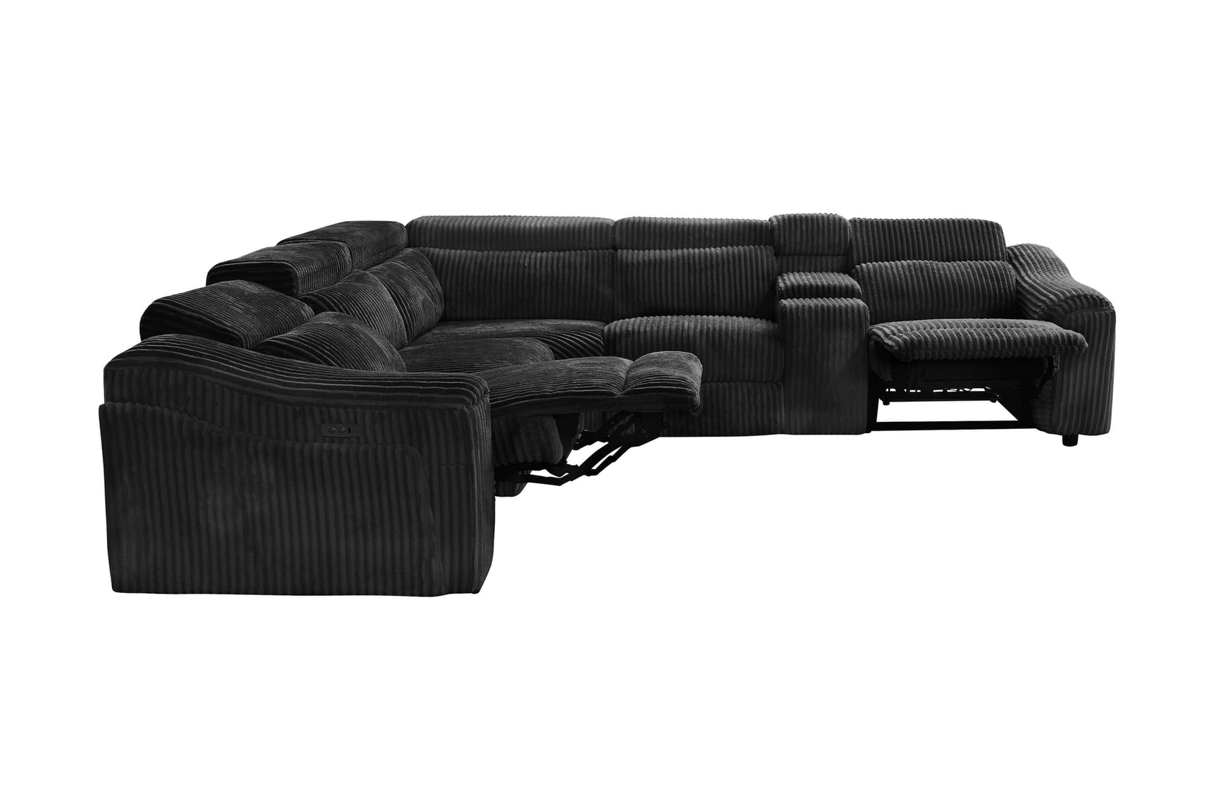 Yash Black Corduroy Reclining 6-Piece Sectional Sofa view 20