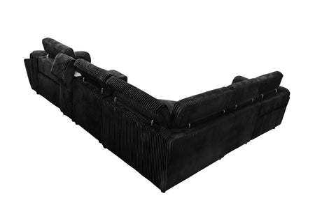 Yash Black Corduroy Reclining 6-Piece Sectional Sofa view 22