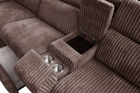 Yash Brown Corduroy Reclining 6-Piece Sectional Sofa view 2