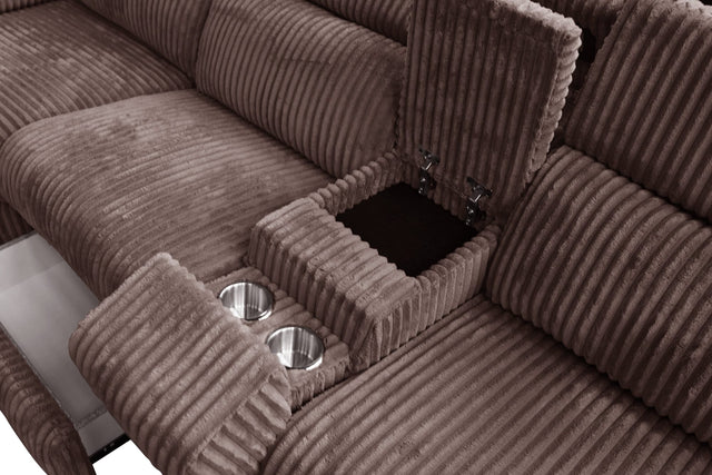 Yash Brown Corduroy Reclining 6-Piece Sectional Sofa view 2