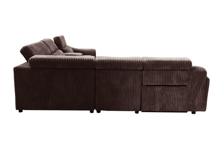 Yash Brown Corduroy Reclining 6-Piece Sectional Sofa view 13