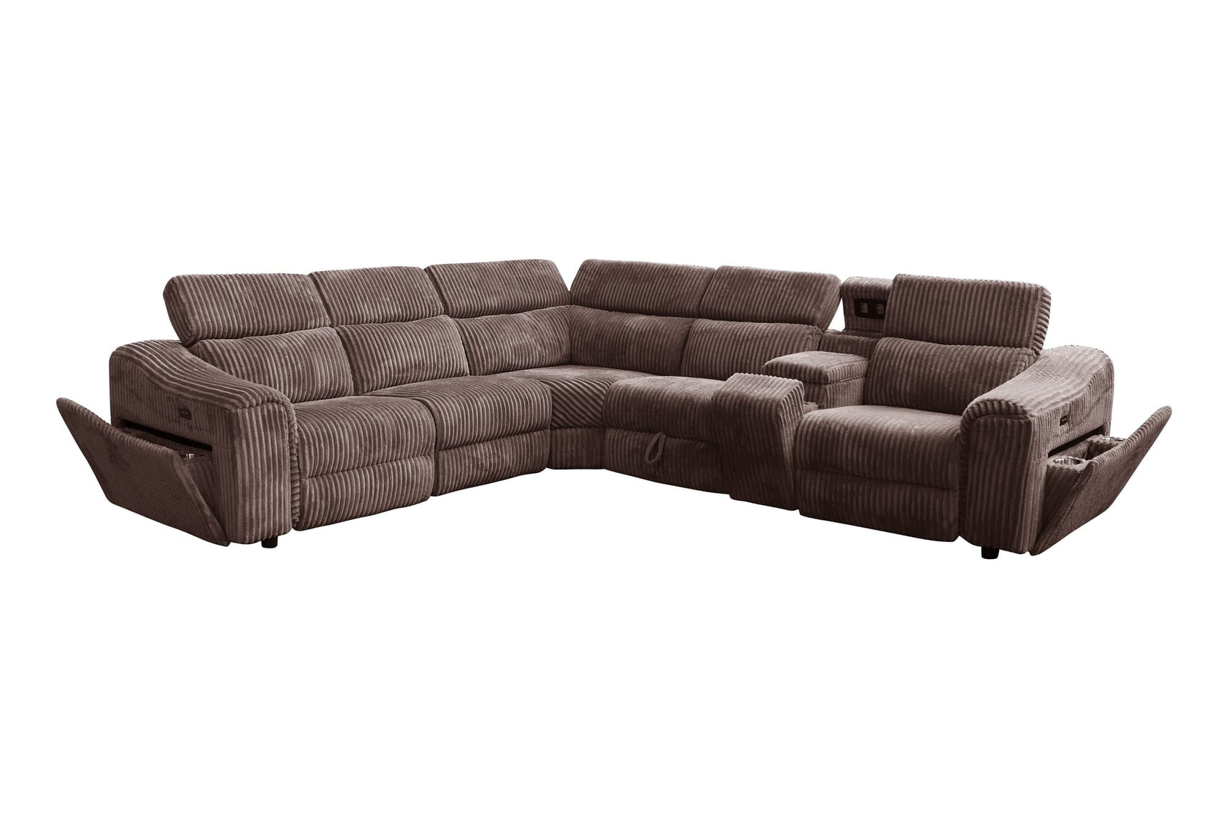 Yash Brown Corduroy Reclining 6-Piece Sectional Sofa view 18