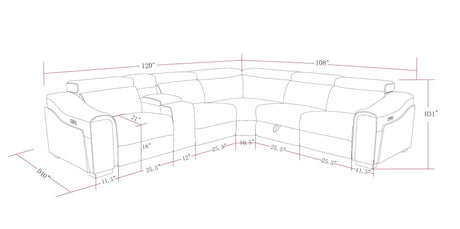 Yash Brown Corduroy Reclining 6-Piece Sectional Sofa view 22
