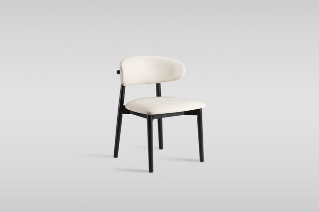 Yomi Dining Chair in Black Frame with Beige Faux Leather from Ella Furniture