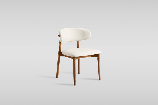 Yomi Dining Chair in Walnut Finish with Beige Faux Leather from Ella Furniture