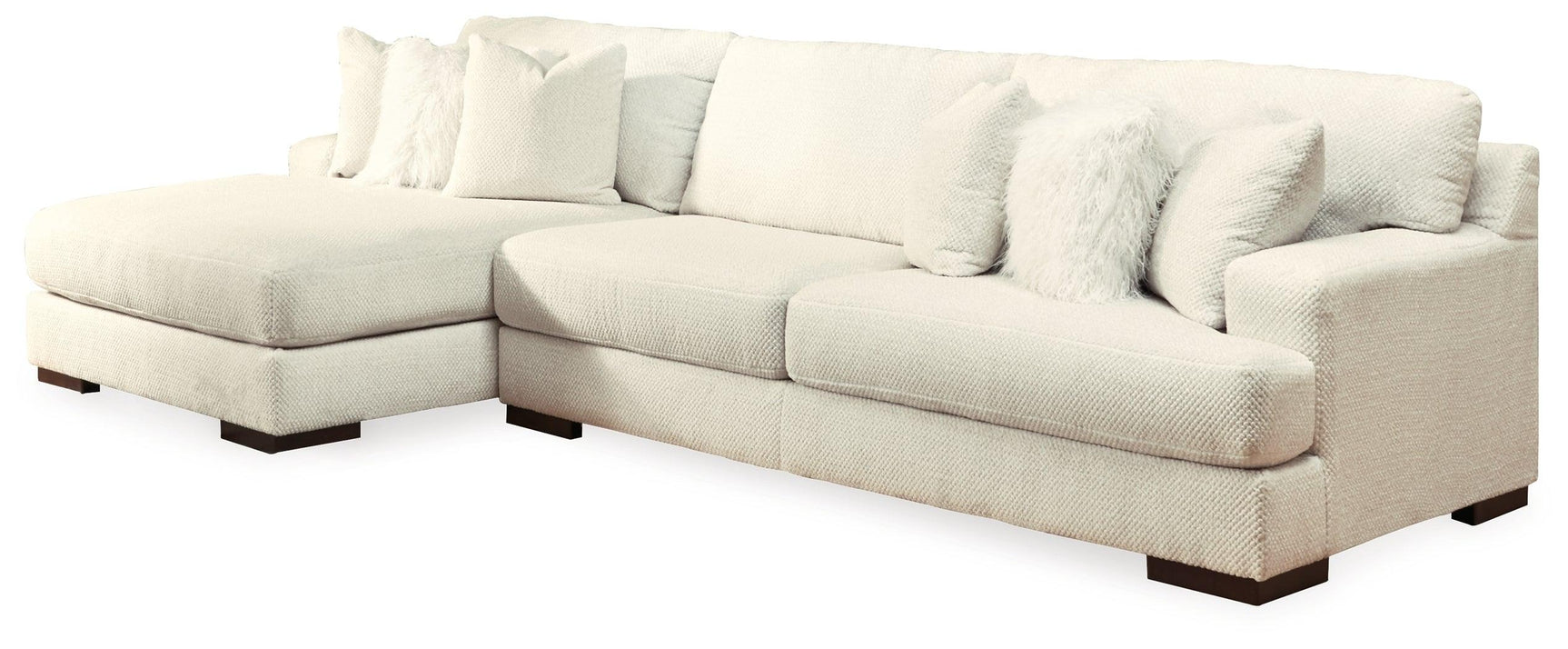 Zada Ivory 2-Piece Sectional With Ottoman - Ella Furniture