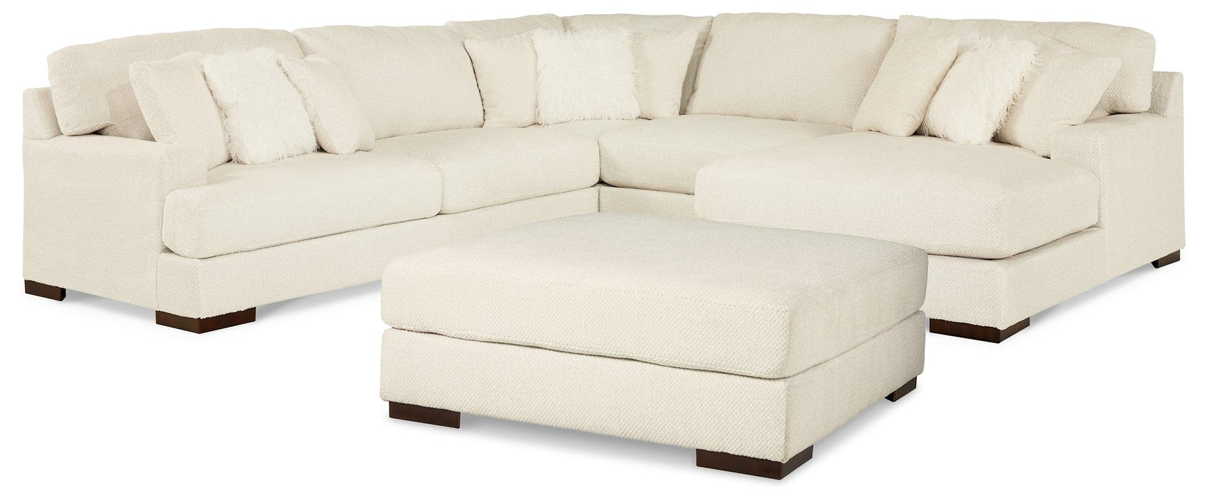 Zada Ivory 4-Piece Sectional With Ottoman - Ella Furniture