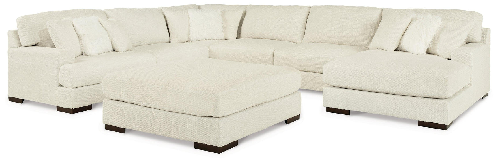 Zada Ivory 5-Piece Sectional With Ottoman - Ella Furniture